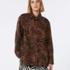 Printed cotton and linen shirt, brown
