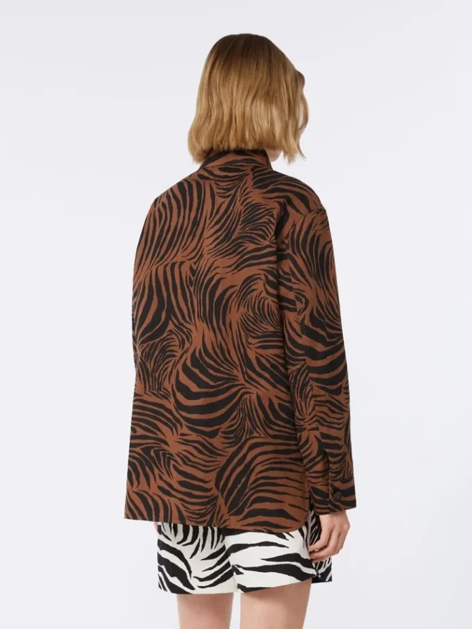 Printed cotton and linen shirt, brown
