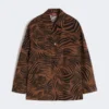Printed cotton and linen shirt, brown