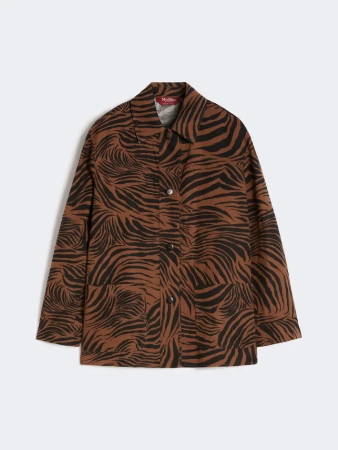 Printed cotton and linen shirt, brown