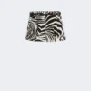 Printed cotton and linen shorts, black