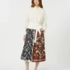 Printed cotton and twill shirt dress, white Printed cotton and twill shirt dress, white