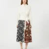 Printed cotton and twill shirt dress, white Printed cotton and twill shirt dress, white