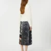 Printed cotton and twill shirt dress, white Printed cotton and twill shirt dress, white