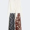 Printed cotton and twill shirt dress, white Printed cotton and twill shirt dress, white