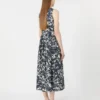 Printed cotton dress with belt, ultramarine Printed cotton dress with belt, ultramarine
