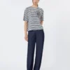 Printed cotton jersey t-shirt, navy