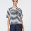 Printed cotton jersey t-shirt, navy