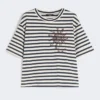 Printed cotton jersey t-shirt, navy