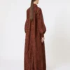 Printed cotton kaftan dress, caramel Printed cotton kaftan dress, caramel