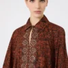 Printed cotton kaftan dress, caramel Printed cotton kaftan dress, caramel
