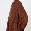Printed cotton kaftan dress, caramel Printed cotton kaftan dress, caramel