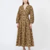 Printed cotton poplin dress, natural Printed cotton poplin dress, natural