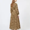 Printed cotton poplin dress, natural Printed cotton poplin dress, natural