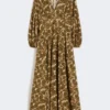 Printed cotton poplin dress, natural Printed cotton poplin dress, natural