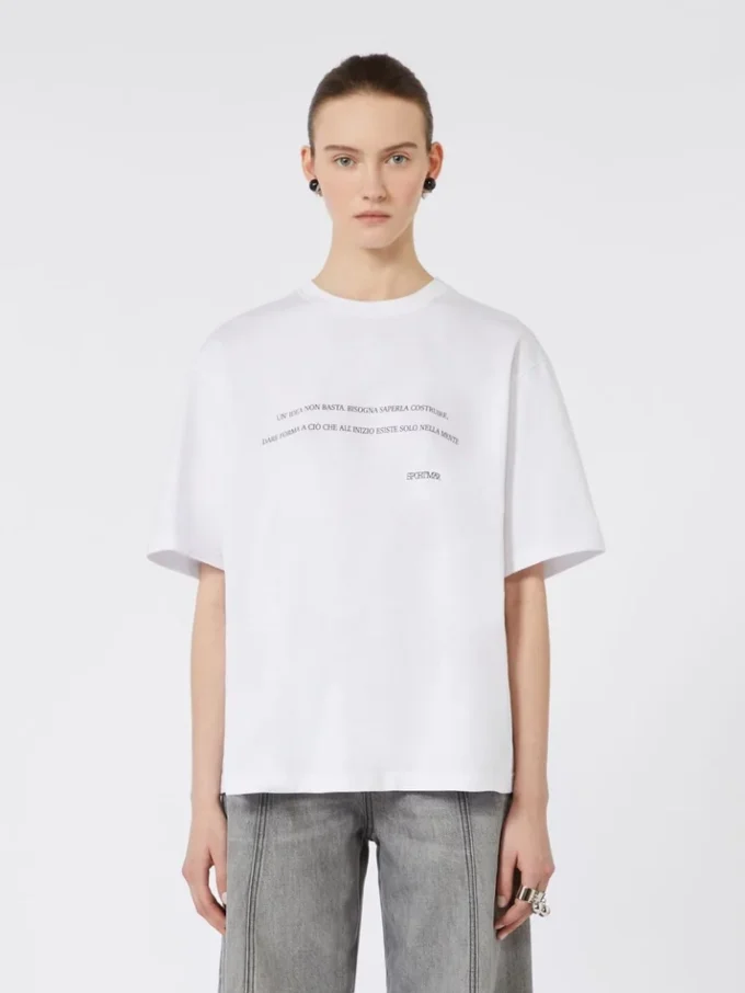 Printed cotton t-shirt, optical white