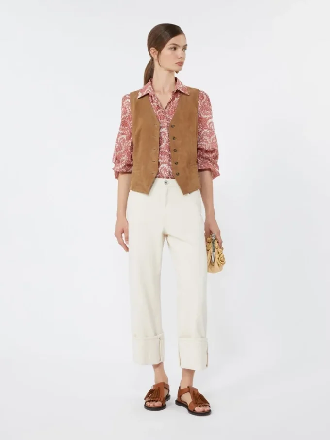 Printed cotton voile shirt, cherry