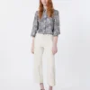 Printed cotton voile shirt, navy