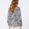 Printed cotton voile shirt, navy