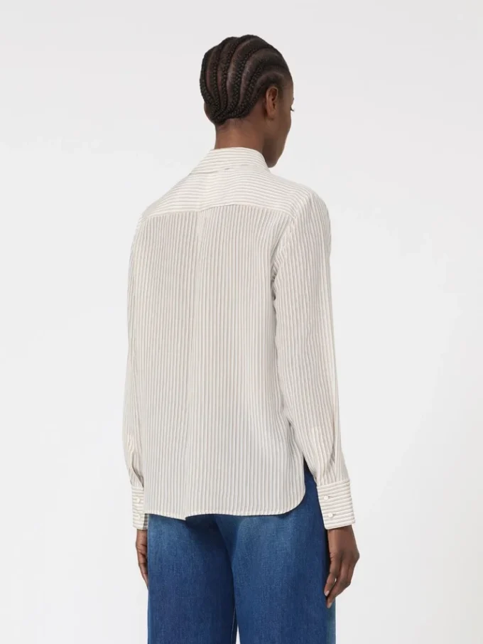 Printed crepe de chine shirt, camel
