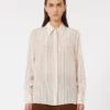 Printed crepe de chine shirt, pink