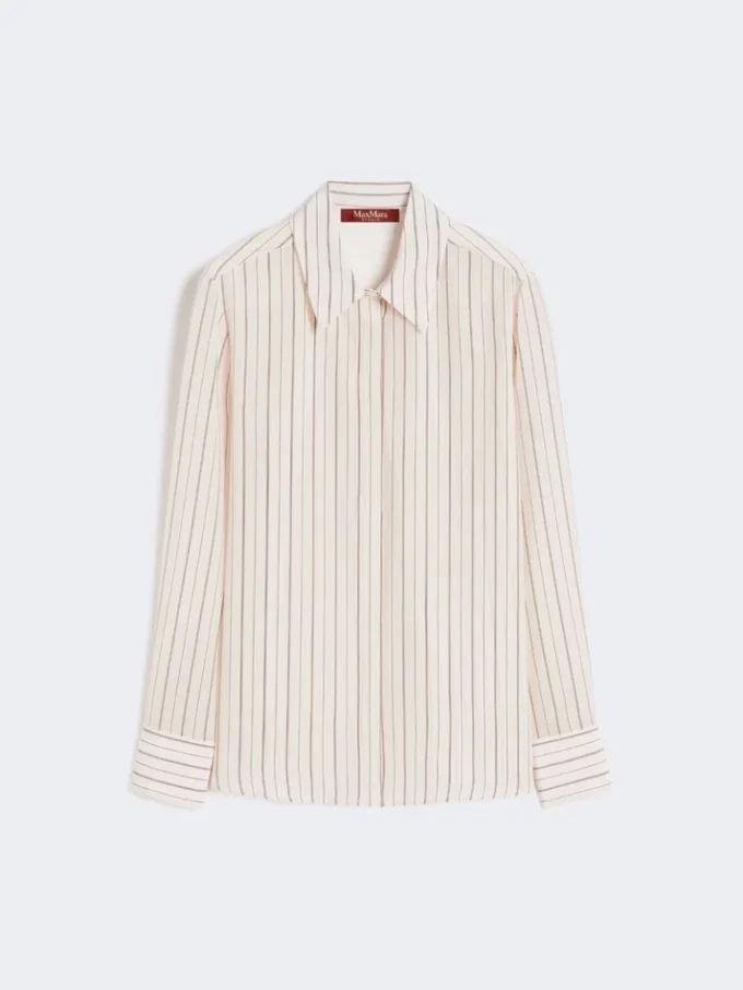 Printed crepe de chine shirt, pink