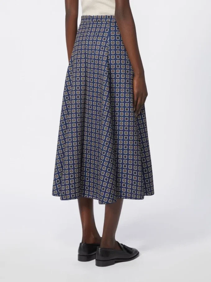 Printed jersey skirt, navy