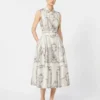 Printed mikado shirt dress, ivory Printed mikado shirt dress, ivory