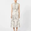 Printed mikado shirt dress, ivory Printed mikado shirt dress, ivory