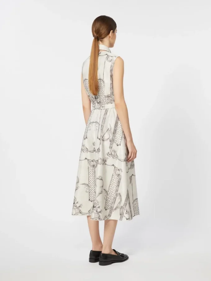 Printed mikado shirt dress, ivory Printed mikado shirt dress, ivory
