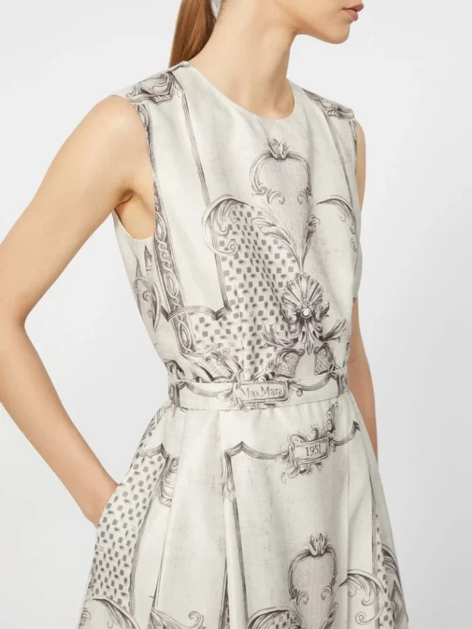 Printed mikado shirt dress, ivory Printed mikado shirt dress, ivory