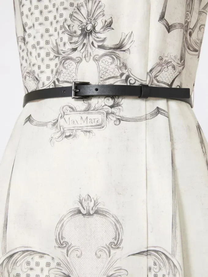 Printed mikado shirt dress, ivory Printed mikado shirt dress, ivory
