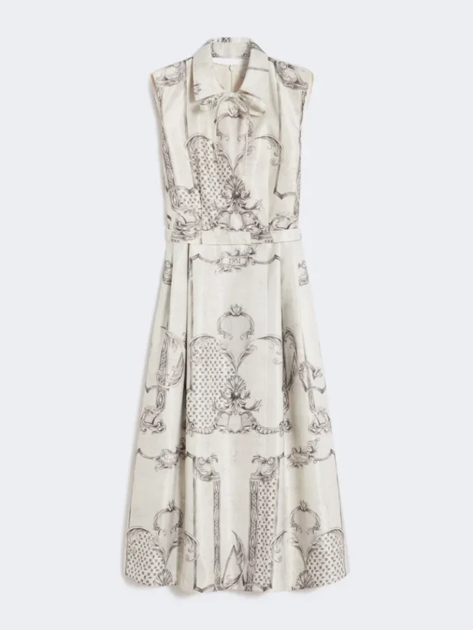 Printed mikado shirt dress, ivory Printed mikado shirt dress, ivory