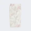 Printed organza and gabardine pencil skirt, white