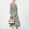 Printed poplin dress, beige Printed poplin dress, beige