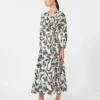 Printed poplin dress, beige Printed poplin dress, beige