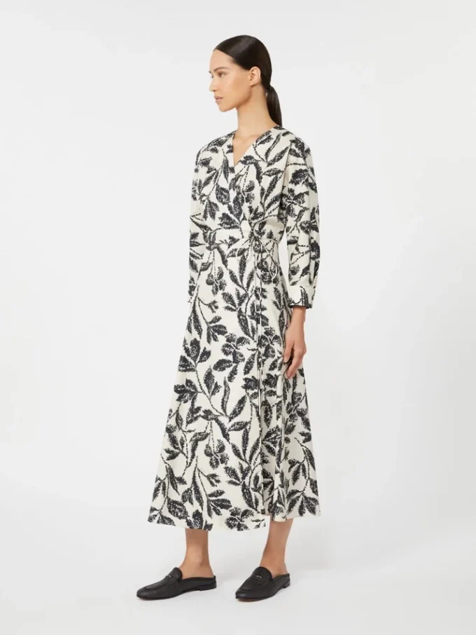 Printed poplin dress, beige Printed poplin dress, beige