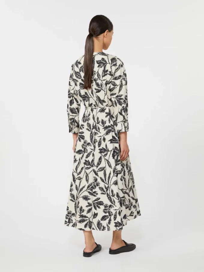 Printed poplin dress, beige Printed poplin dress, beige