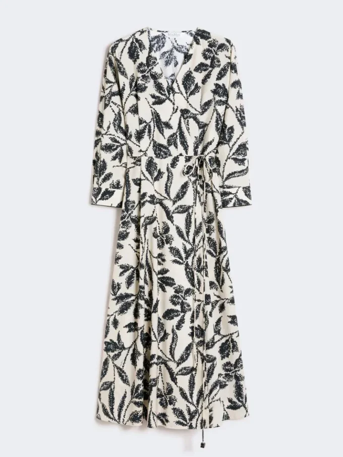 Printed poplin dress, beige Printed poplin dress, beige