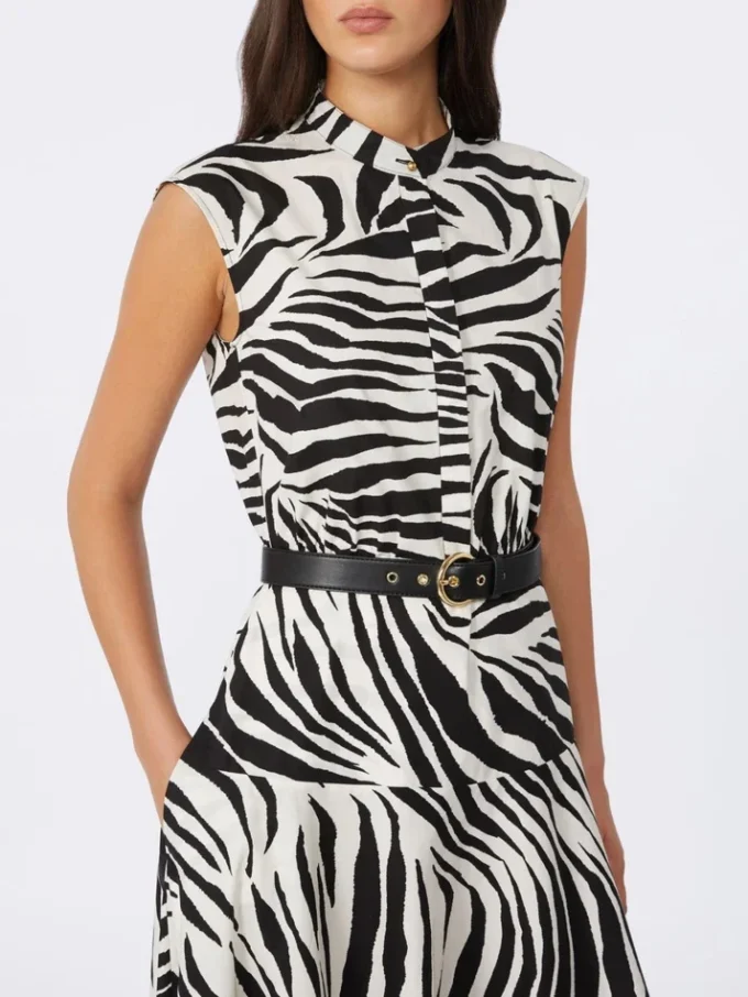 Printed poplin shirt dress, black Printed poplin shirt dress, black