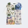 Printed silk and stretch cotton jersey t-shirt, multicolour