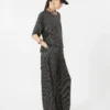 Wide-fit printed silk trousers, black white