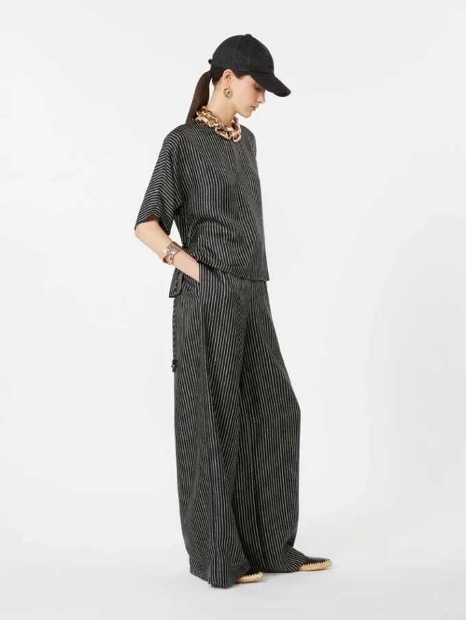 Wide-fit printed silk trousers, black white