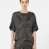 Printed silk blouse, black white