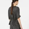 Printed silk blouse, black white