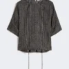 Printed silk blouse, black white