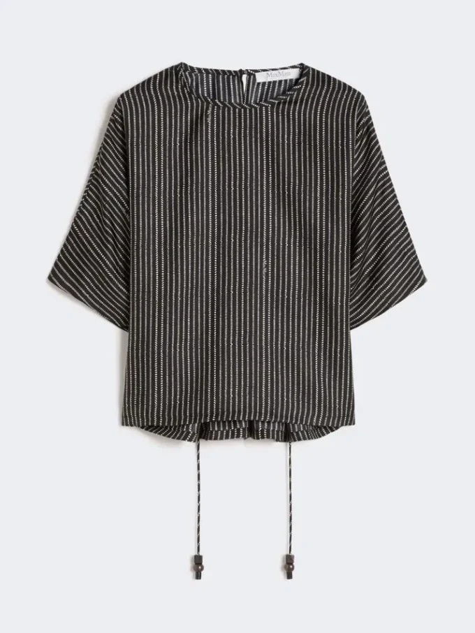 Printed silk blouse, black white