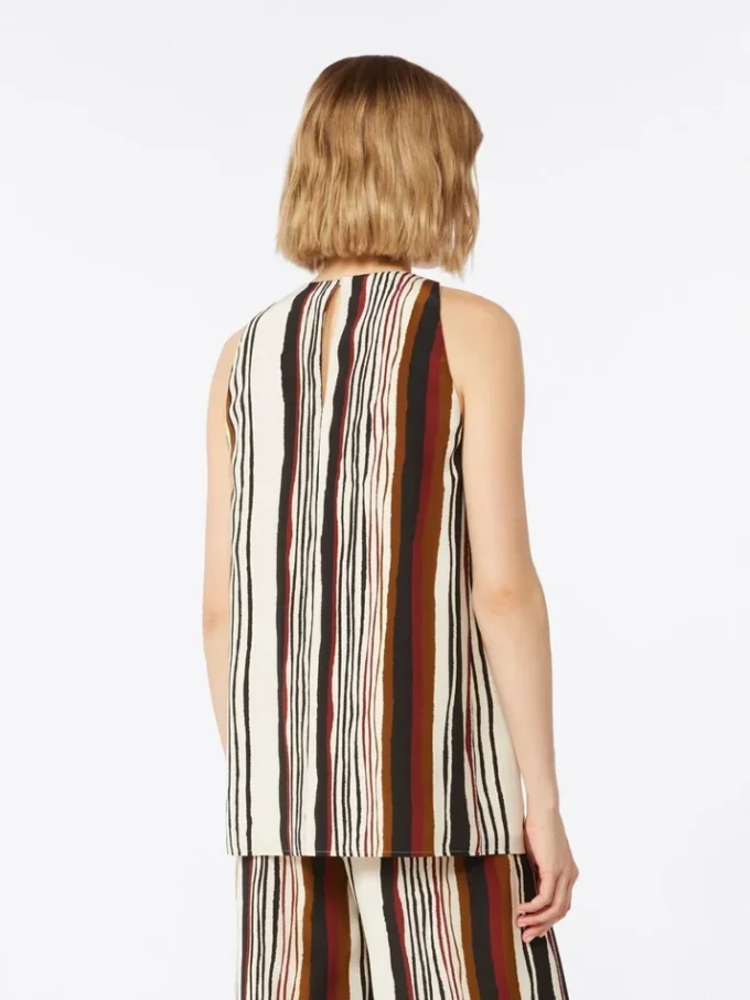 Printed silk crepe de chine top, brick red