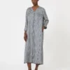 Printed silk dress, midnightblue