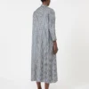 Printed silk dress, midnightblue